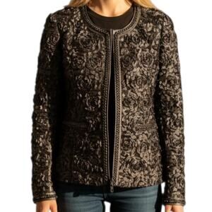 Women's Boston Proper The LUXE Gabrielle Jacket Boston Black Rosette Flower 6